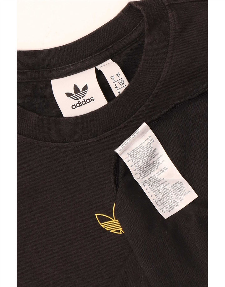 Adidas Mens Camiseta Top Pequeno Algodão Preto
