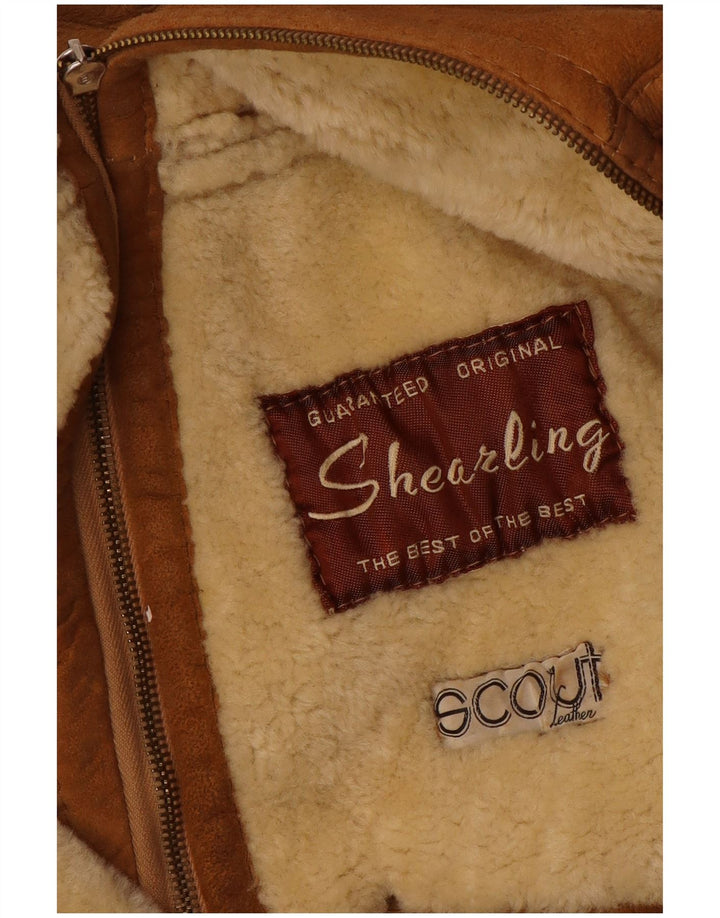 Jaqueta masculina vintage de shearling UK 36 Shearling bege pequeno