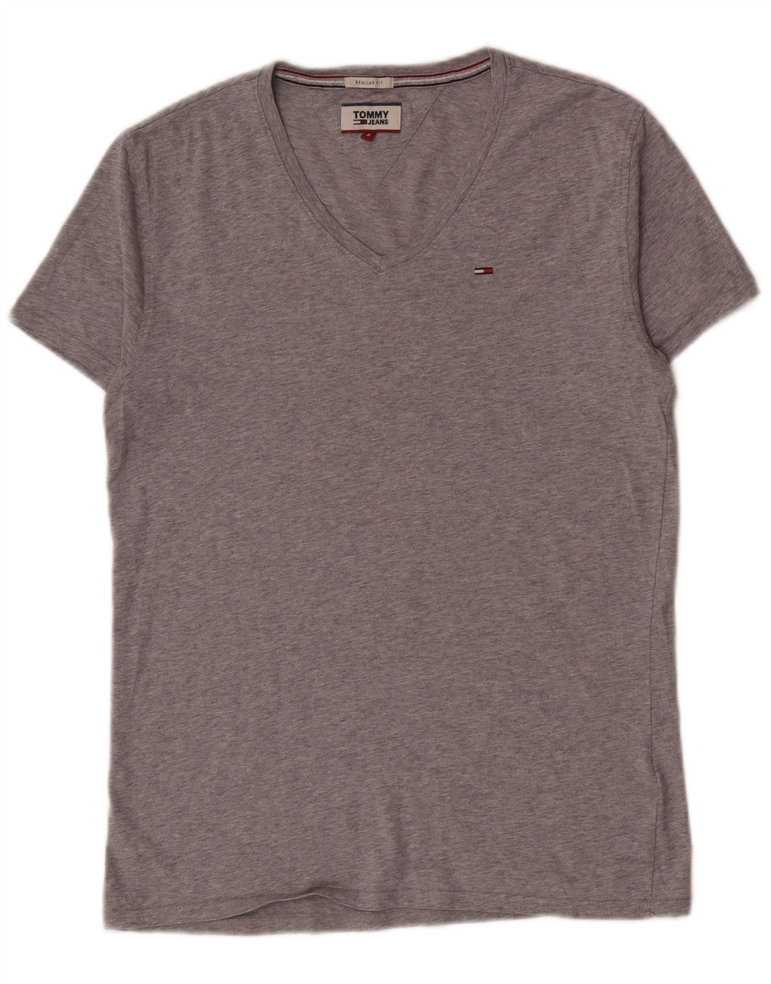 Camiseta masculina Tommy Hilfiger top pequeno algodão cinza