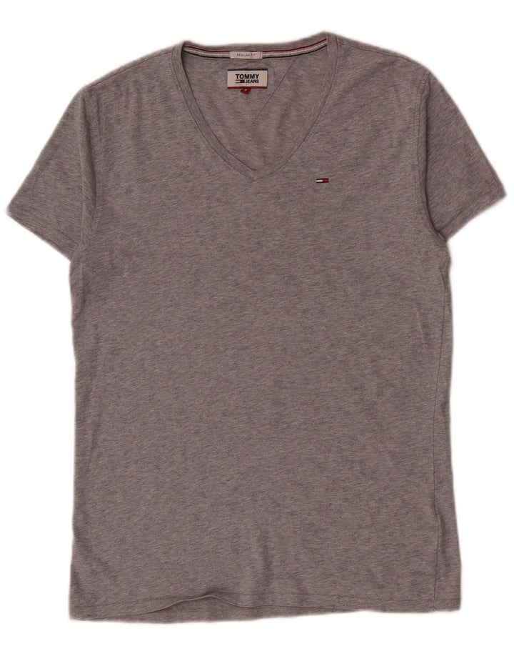 Camiseta masculina Tommy Hilfiger top pequeno algodão cinza