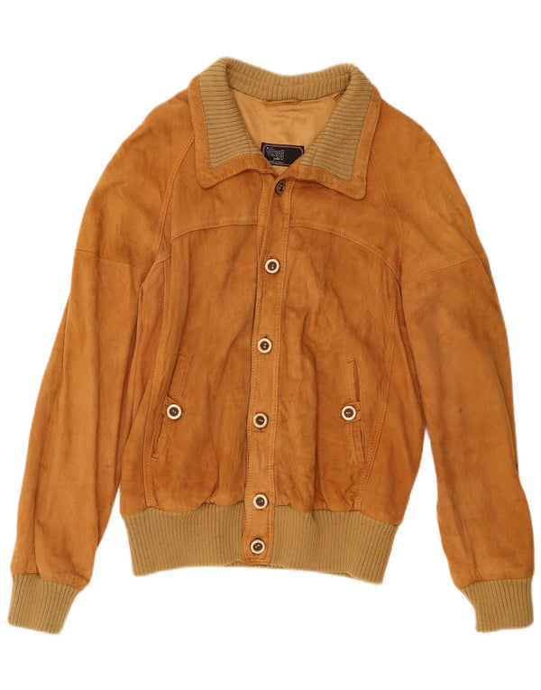 Jaqueta bomber masculina vintage de camurça IT 54 2XL couro marrom