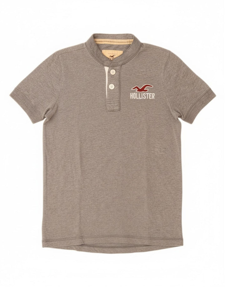 Camiseta masculina Hollister de algodão cinza médio
