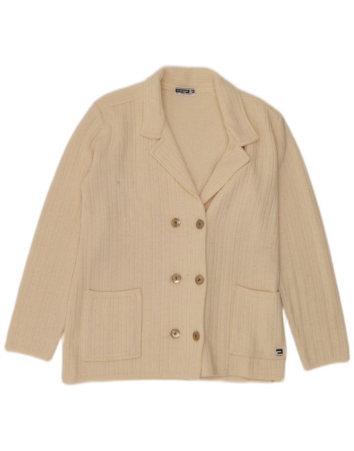 Suéter cardigã feminino grande com peito duplo CAGI IT 34 2XS branco