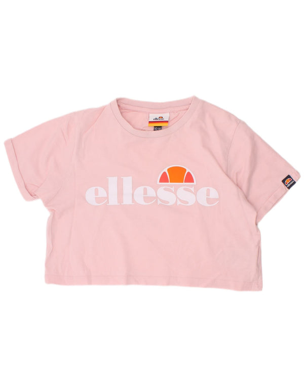 Ellesse Camiseta feminina cropped estampada 10-11 anos algodão rosa