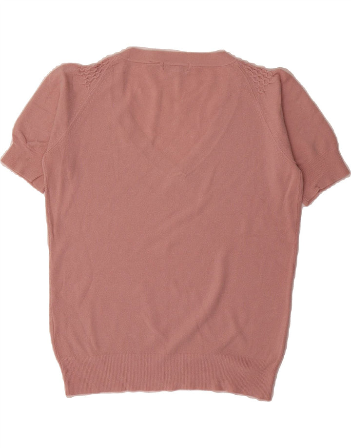 TED BAKER Womens Short Sleeve V-Neck Jumper Sweater Size 3 Medium Pink Vintage Ted Baker and Second-Hand Ted Baker from Messina Hembry 