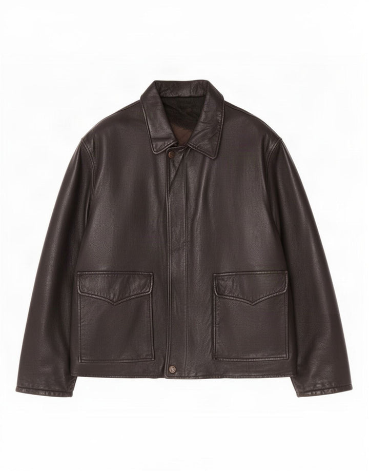 Jaqueta de couro masculina vintage UK 42 XL preta