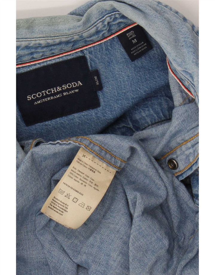 Camisa jeans slim masculina Scotch & Soda de algodão azul médio