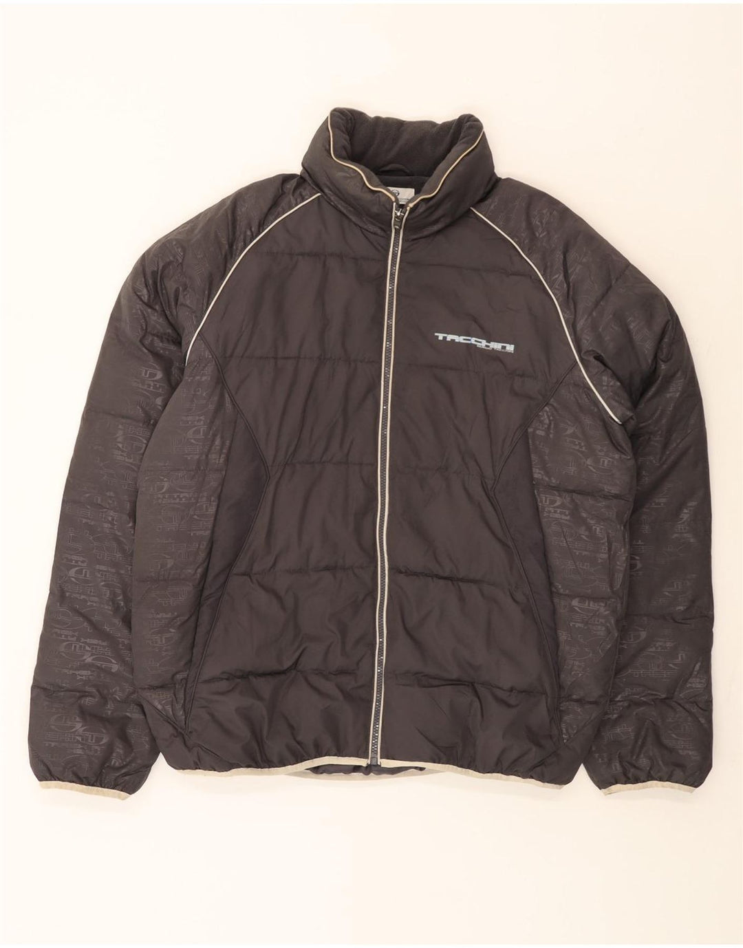 Jaqueta acolchoada masculina Sergio Tacchini UK 42 XL cinza colorblock poliéster