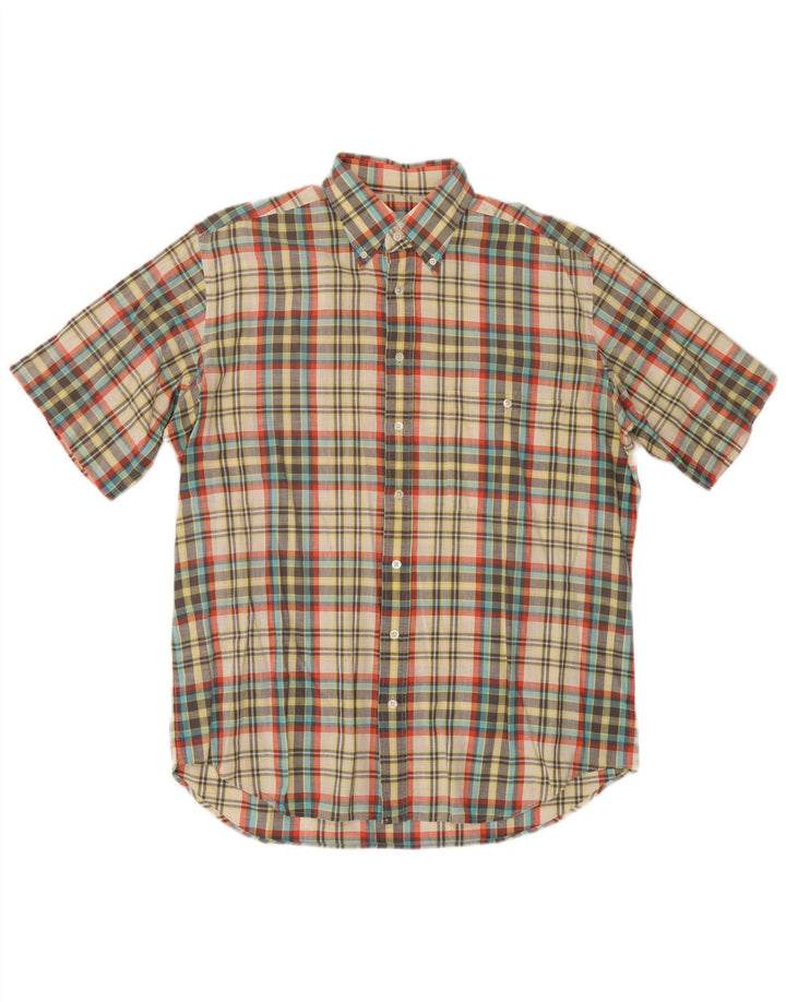 Camisa masculina de manga curta Pal Zileri tamanho 42 xadrez grande multicolorida