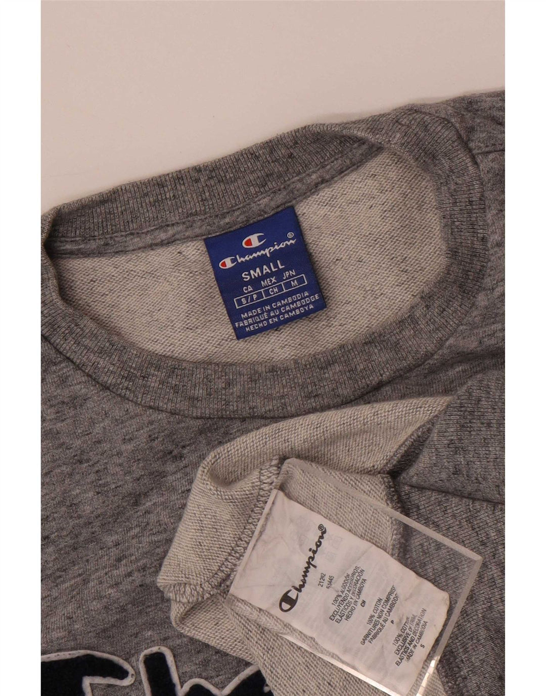 Champion moletom masculino gráfico jumper pequeno algodão manchado cinza