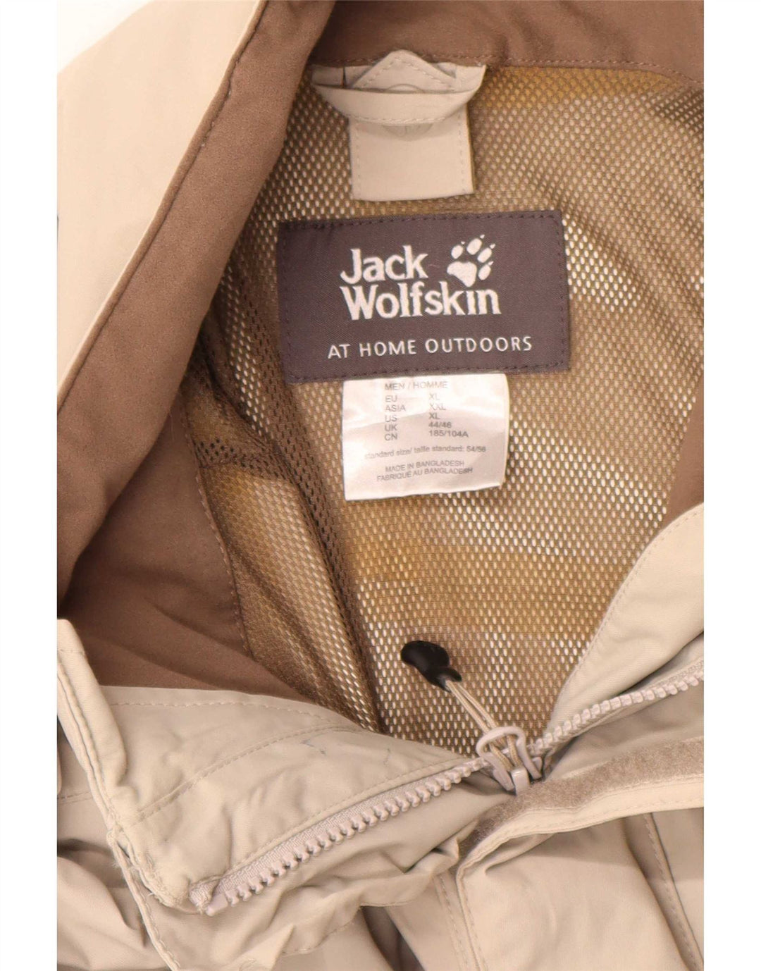 Jaqueta de chuva masculina Jack Wolfskin Reino Unido 44/46 XL Bege Colourblock Poliamida