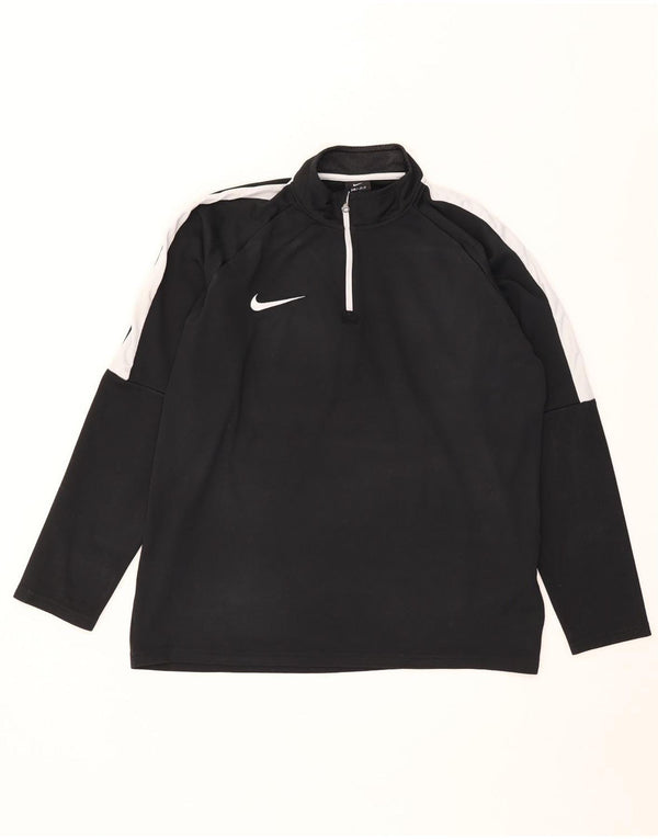 Nike Mens Dri Fit Zip Neck Top Manga Longa Grande Bloco Colorido Preto