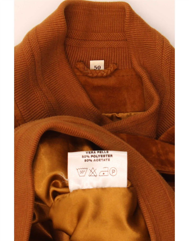 Jaqueta bomber masculina vintage de camurça IT 50 couro marrom grande