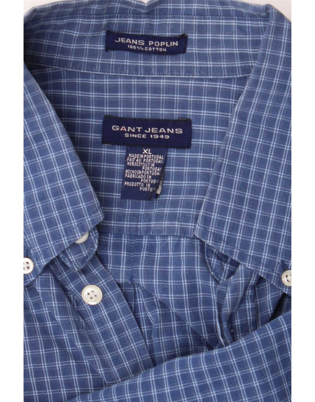 Camisa masculina Gant XL azul xadrez algodão
