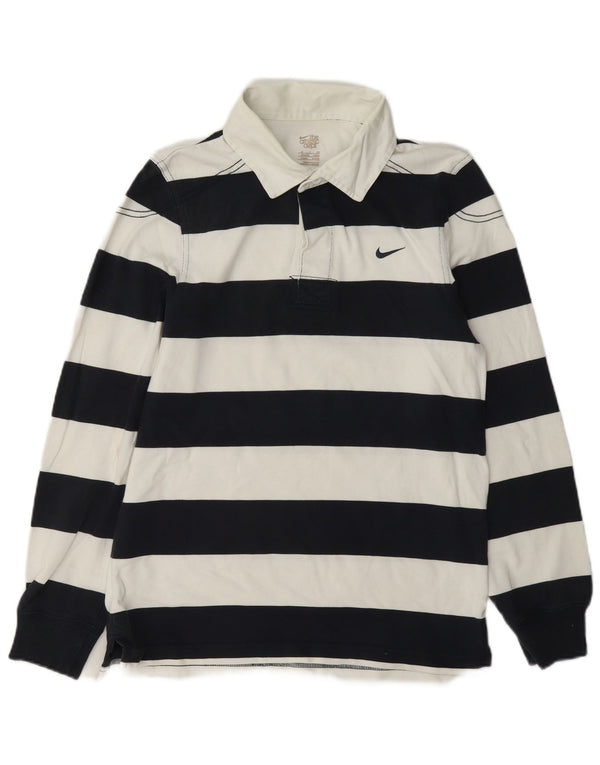 Camisa polo masculina de rugby de manga comprida Nike UK 34/36 pequena listrada preta