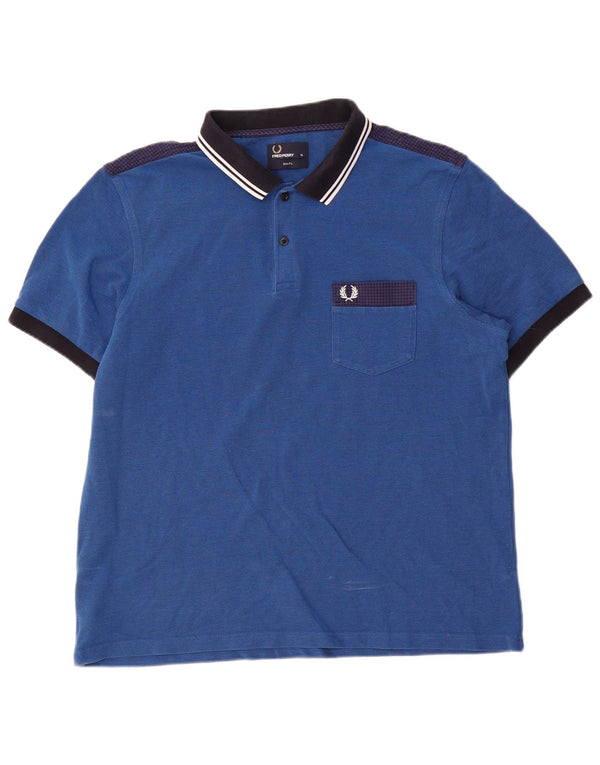Camisa polo masculina Slim Fit Fred Perry XL azul colorblock algodão