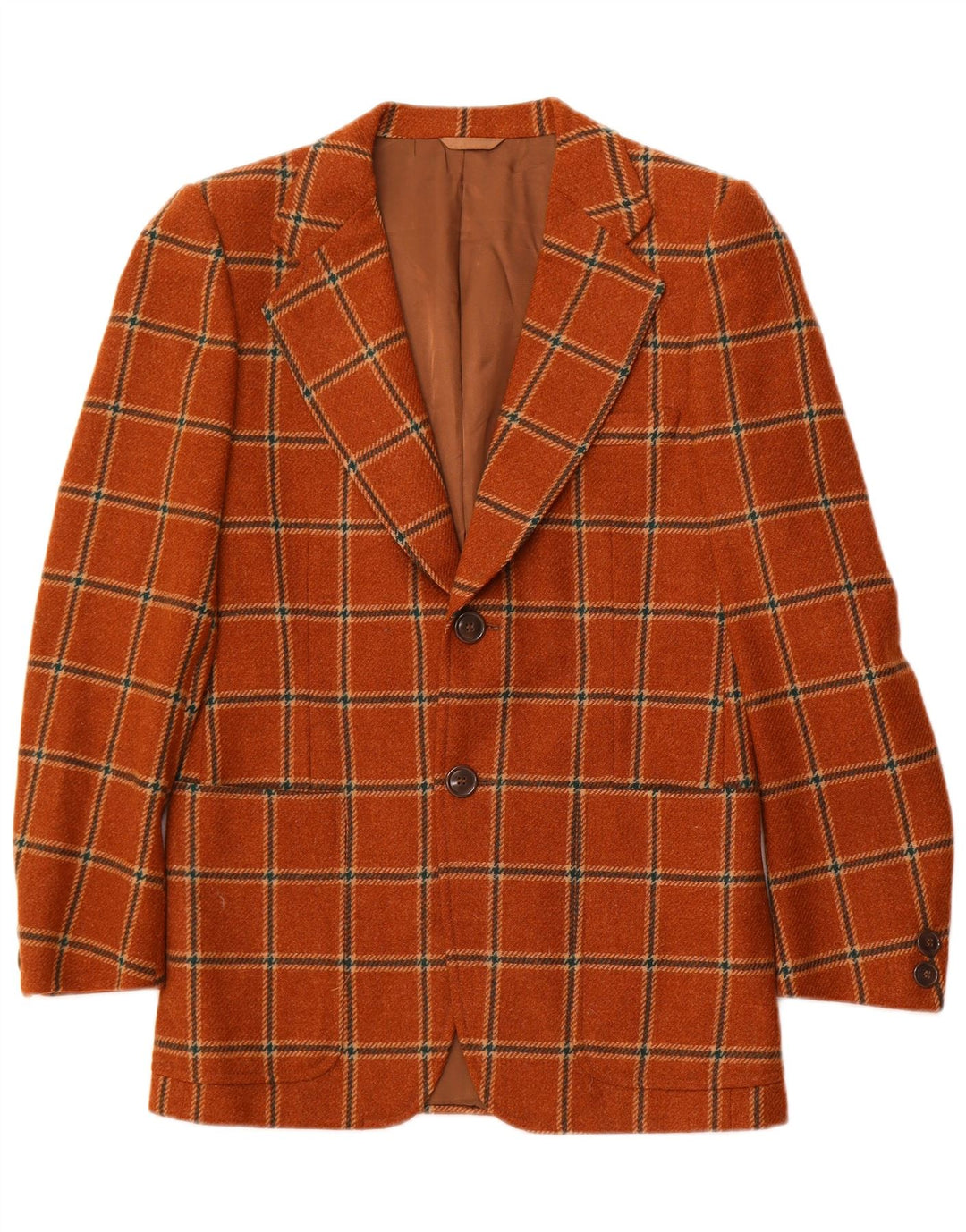 Jaqueta blazer masculina VINTAGE com 2 botões IT 50 grande lã xadrez marrom