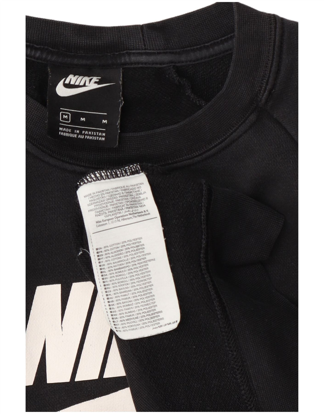 Moletom gráfico feminino Nike Jumper UK 14 médio preto algodão