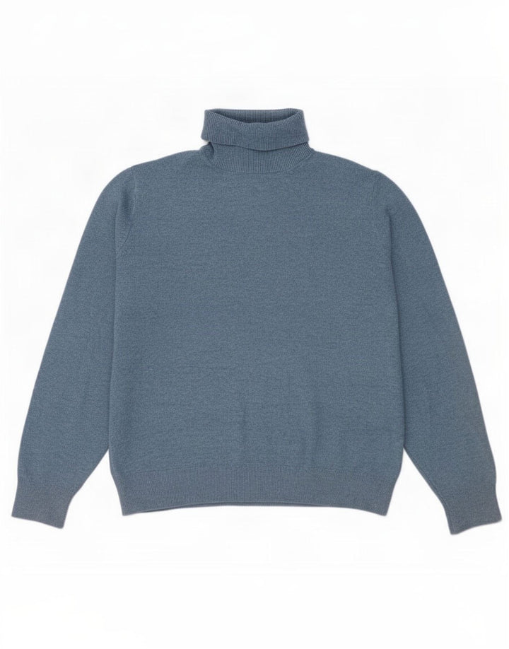 Suéter feminino Marks & Spencer com gola redonda Reino Unido 14 poliéster azul médio