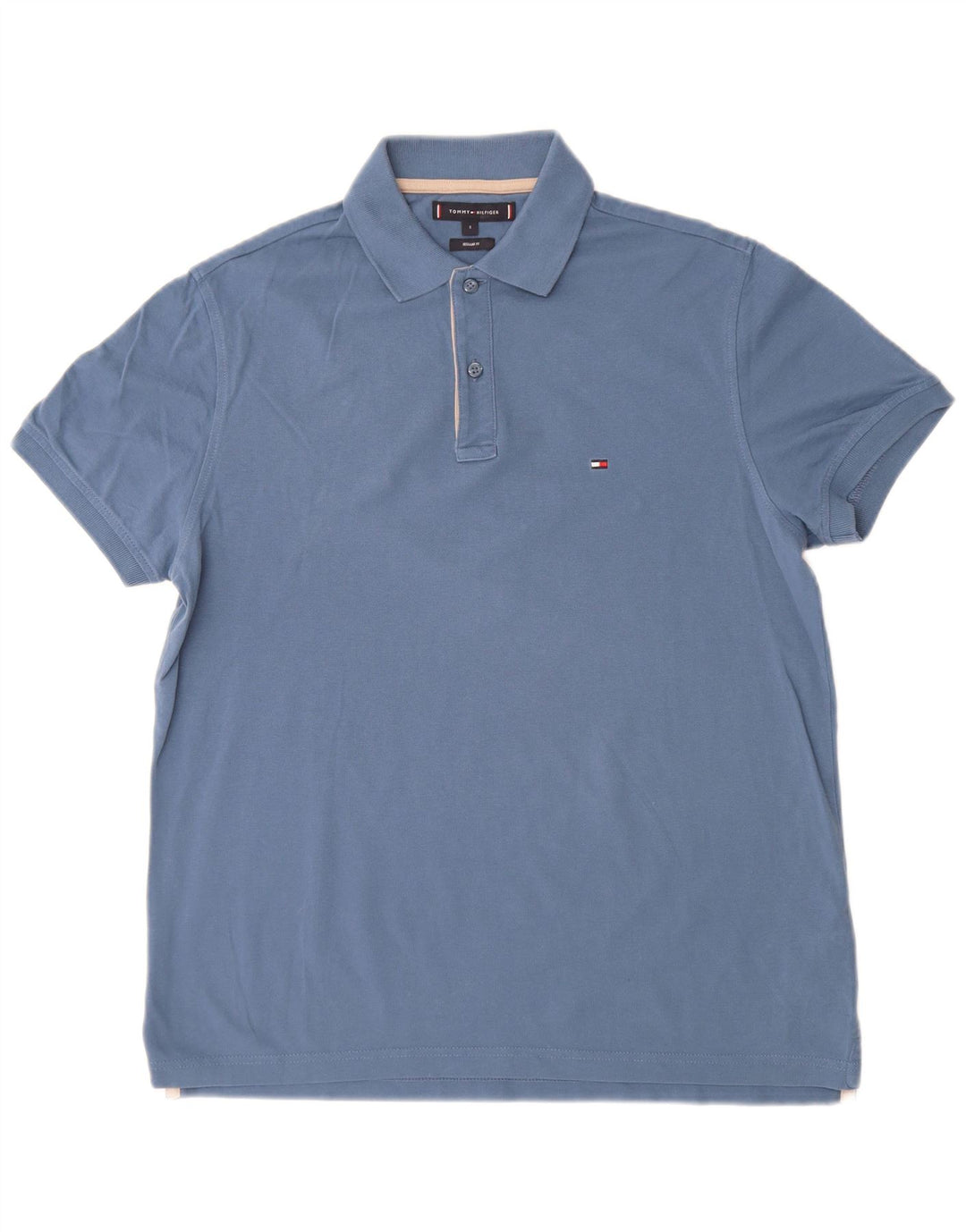 Camisa polo masculina TOMMY HILFIGER regular fit pequena algodão azul