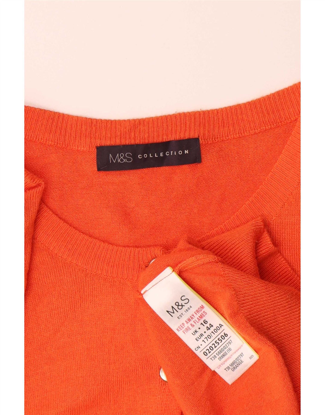 Suéter cardigã feminino Marks & Spencer UK 16 grande viscose laranja