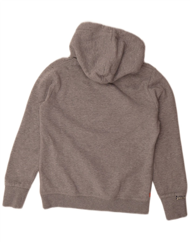 Suéter com capuz gráfico masculino Superdry algodão manchado cinza médio