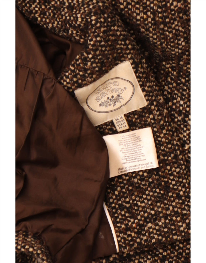 Sobretudo feminino LAURA ASHLEY Reino Unido 16 grande lã manchada marrom