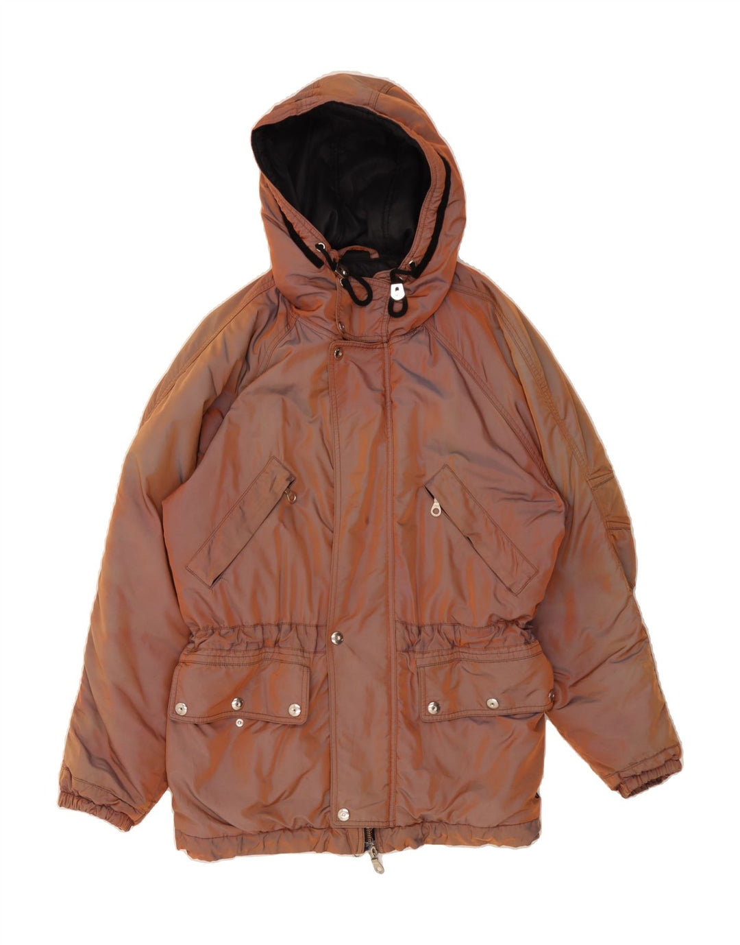 BELFE Womens Vintage Hooded Padded Jacket EU 44 XL Brown Nylon Vintage Belfe and Second-Hand Belfe from Messina Hembry 