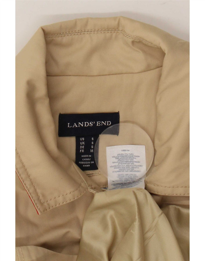 Casaco impermeável feminino Lands End UK 10 pequeno algodão bege