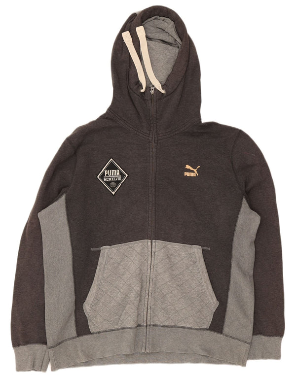 Suéter Puma masculino com capuz e zíper XL cinza xadrez