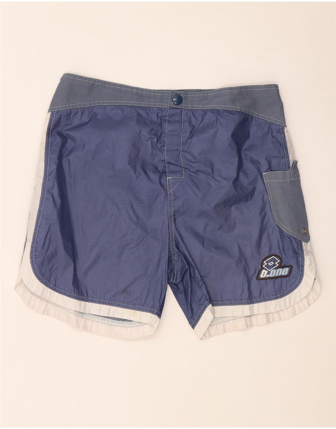 Shorts de natação masculino LOTTO Reino Unido 40/42 grande W34 azul marinho colorblock nylon