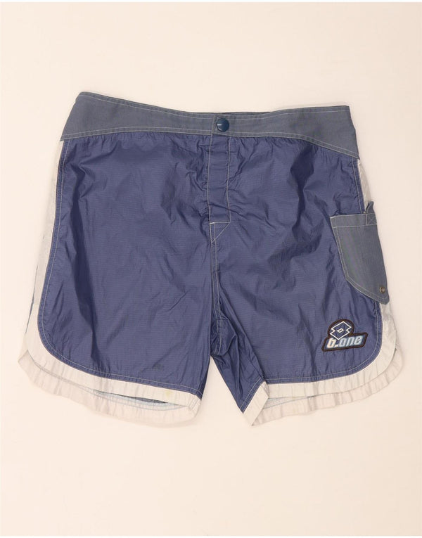 Shorts de natação masculino LOTTO Reino Unido 40/42 grande W34 azul marinho colorblock nylon