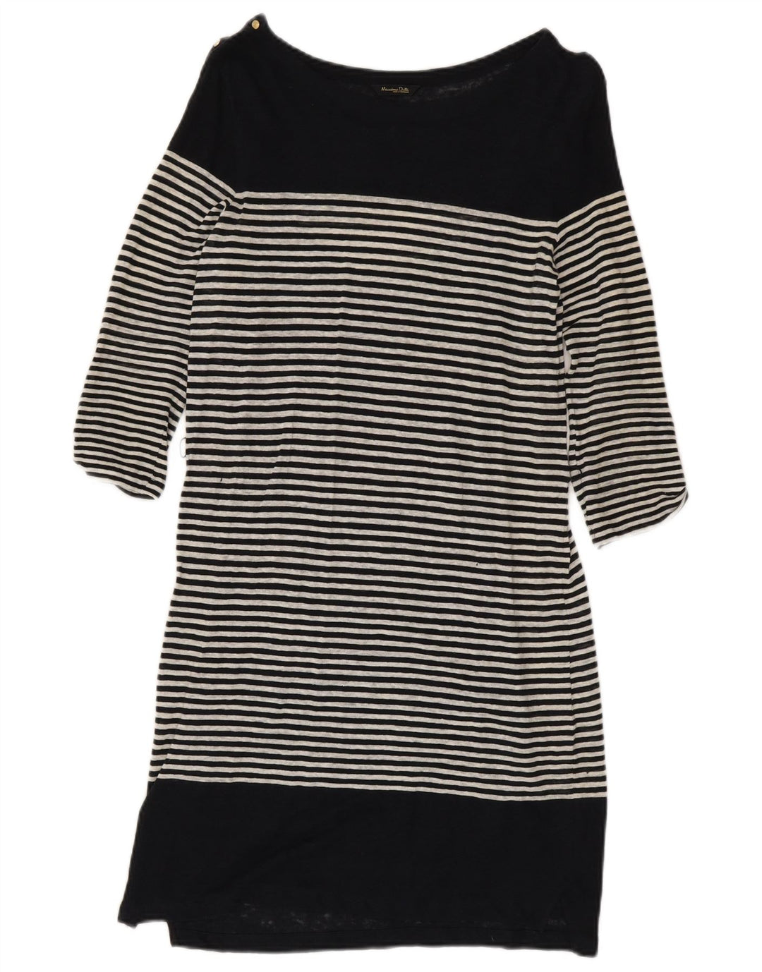 Vestido feminino Massimo Dutti manga 3/4 Reino Unido 10 pequeno listrado preto