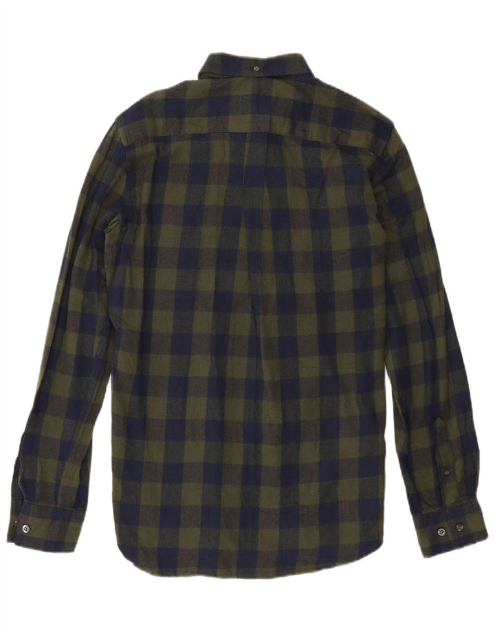 Camisa masculina de flanela French Connection algodão xadrez verde pequeno