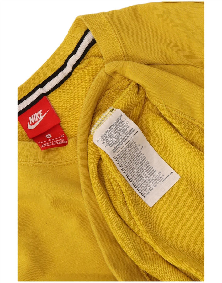 Nike Mens Moletom Jumper Pequeno Algodão Amarelo