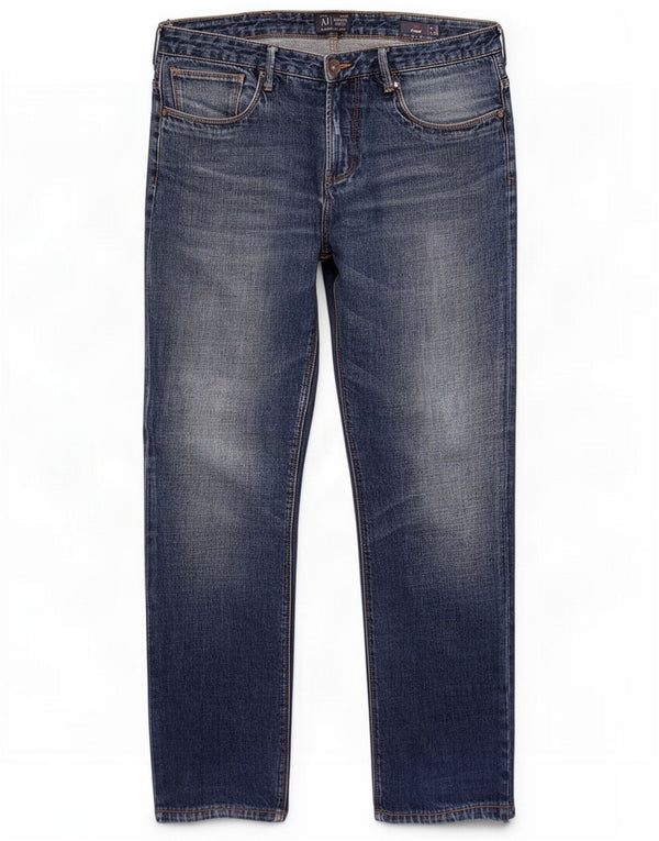 Armani Mens Slim Jeans W34 L34 Azul Algodão