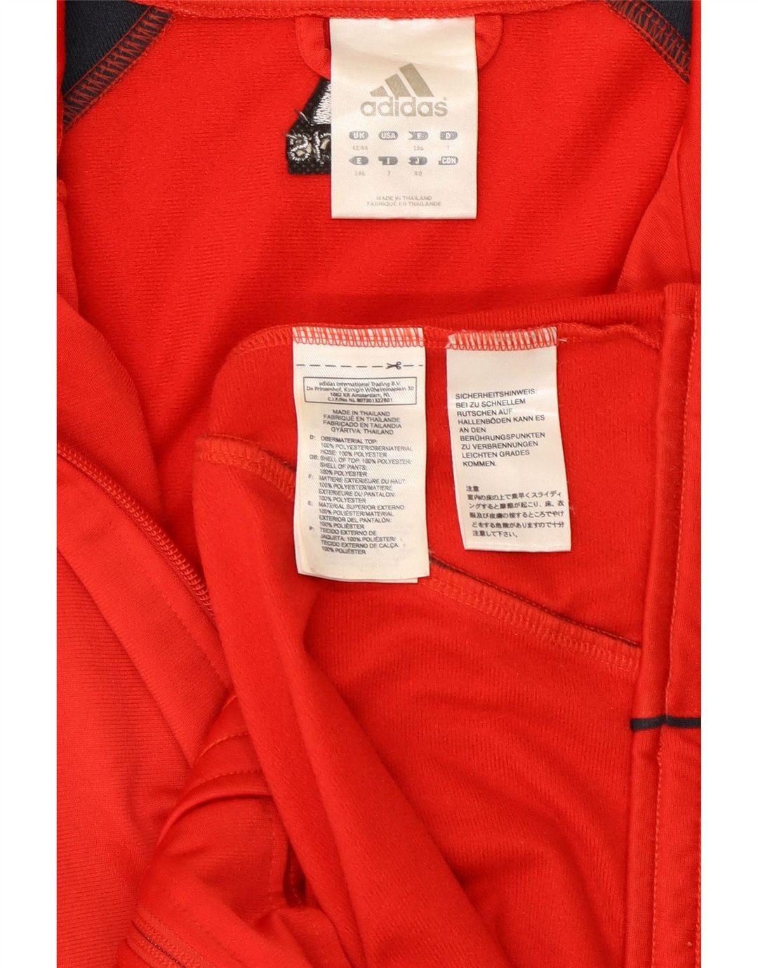 Adidas Mens Tracksuit Top Jacket UK 42/44 Grande Vermelho Colorblock Poliéster