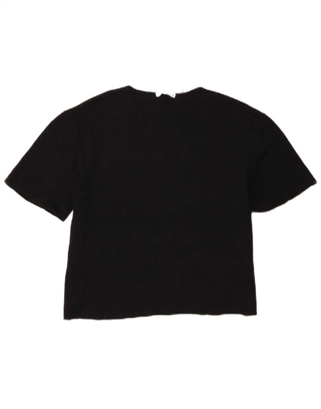 Zara Camiseta Feminina Crop Oversized Top UK 10 Pequeno Poliéster Preto