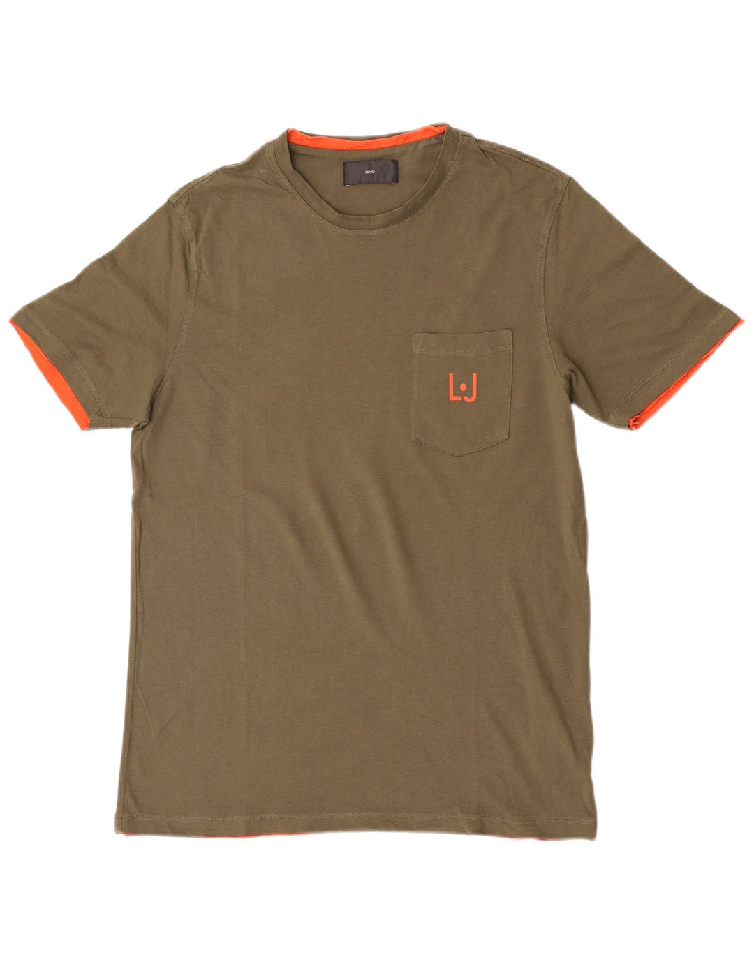 Liu Jo Camiseta masculina grande de algodão cáqui