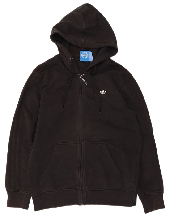 Adidas masculino zip moletom com capuz médio algodão preto