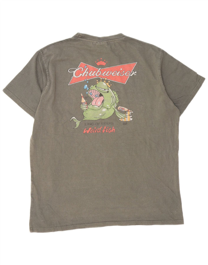 Camiseta gráfica masculina Weird Fish, grande algodão cinza