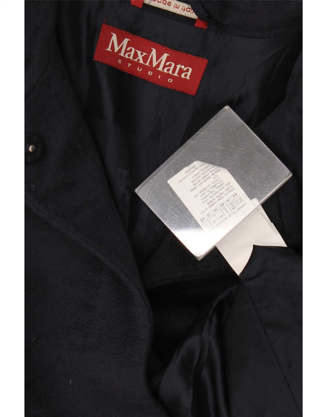 Sobretudo feminino Max Mara Reino Unido 16 grande lã virgem azul marinho