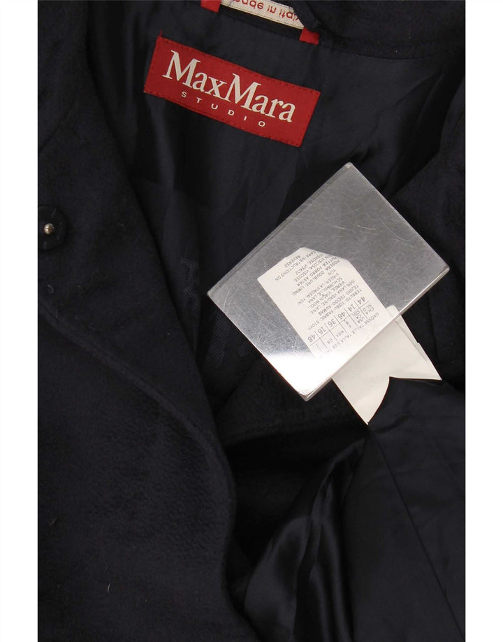 Sobretudo feminino Max Mara Reino Unido 16 grande lã virgem azul marinho