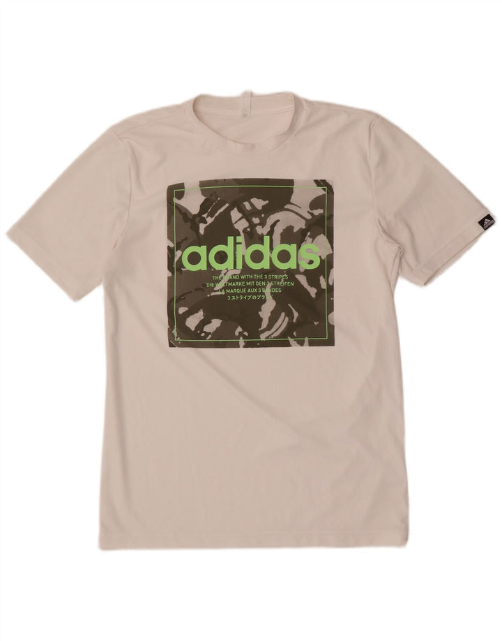 Adidas Mens Prime Blue Graphic Camiseta Top Pequeno Branco
