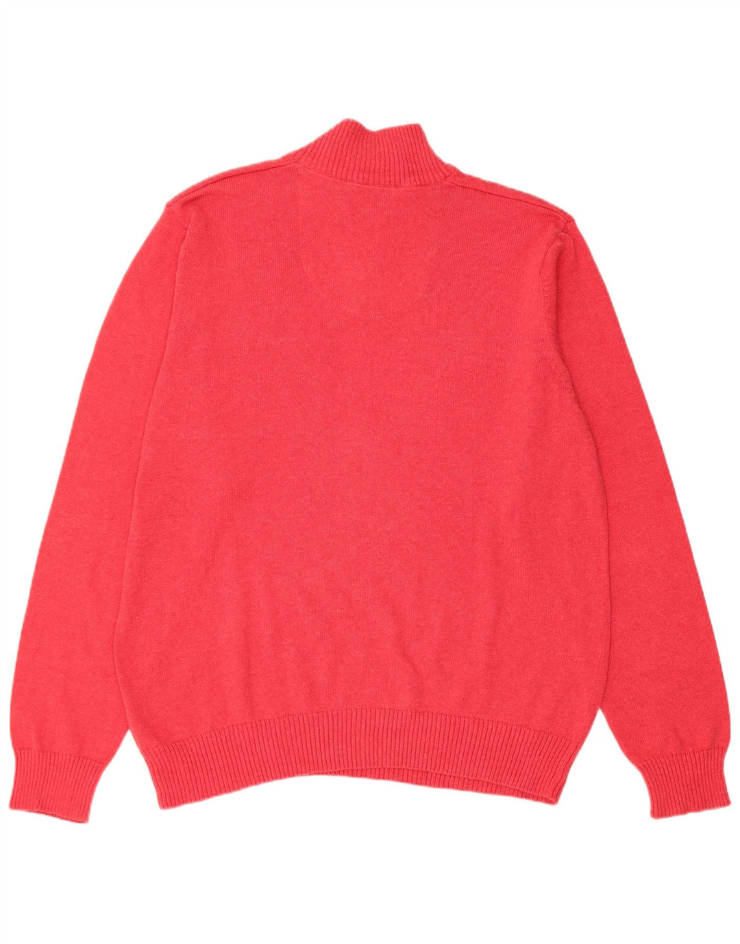 Suéter masculino Marks & Spencer de ajuste regular com zíper e gola grande de algodão vermelho