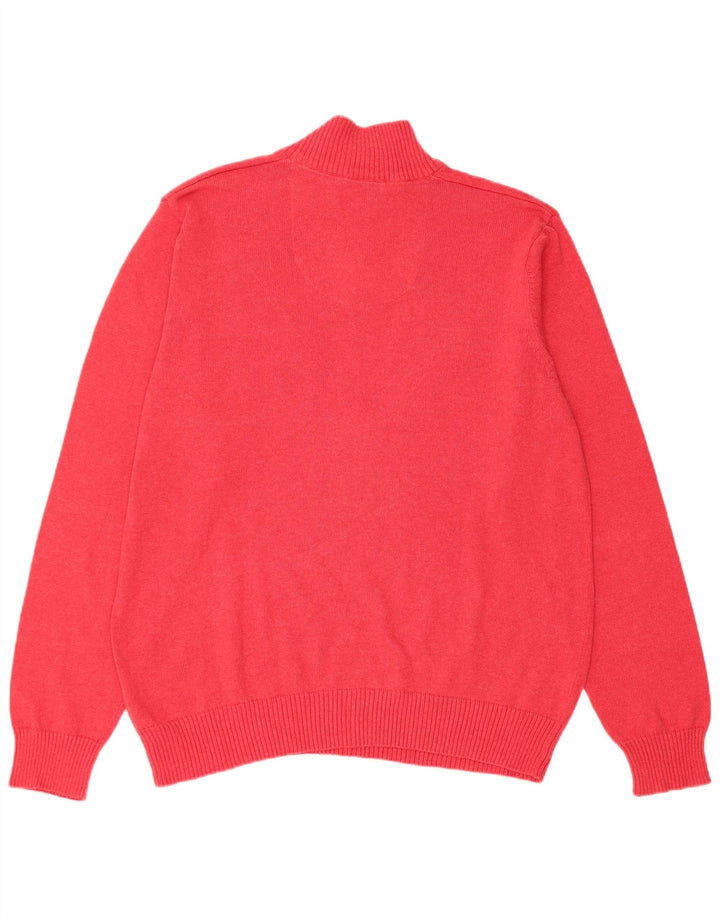 Suéter masculino Marks & Spencer de ajuste regular com zíper e gola grande de algodão vermelho
