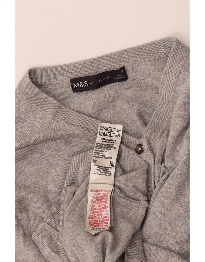 Suéter cardigã feminino Marks & Spencer Reino Unido 14 cinza médio manchado