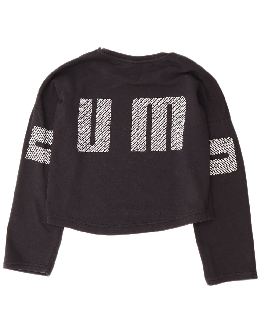Puma moletom feminino oversized crop gráfico jumper UK 10 pequeno preto