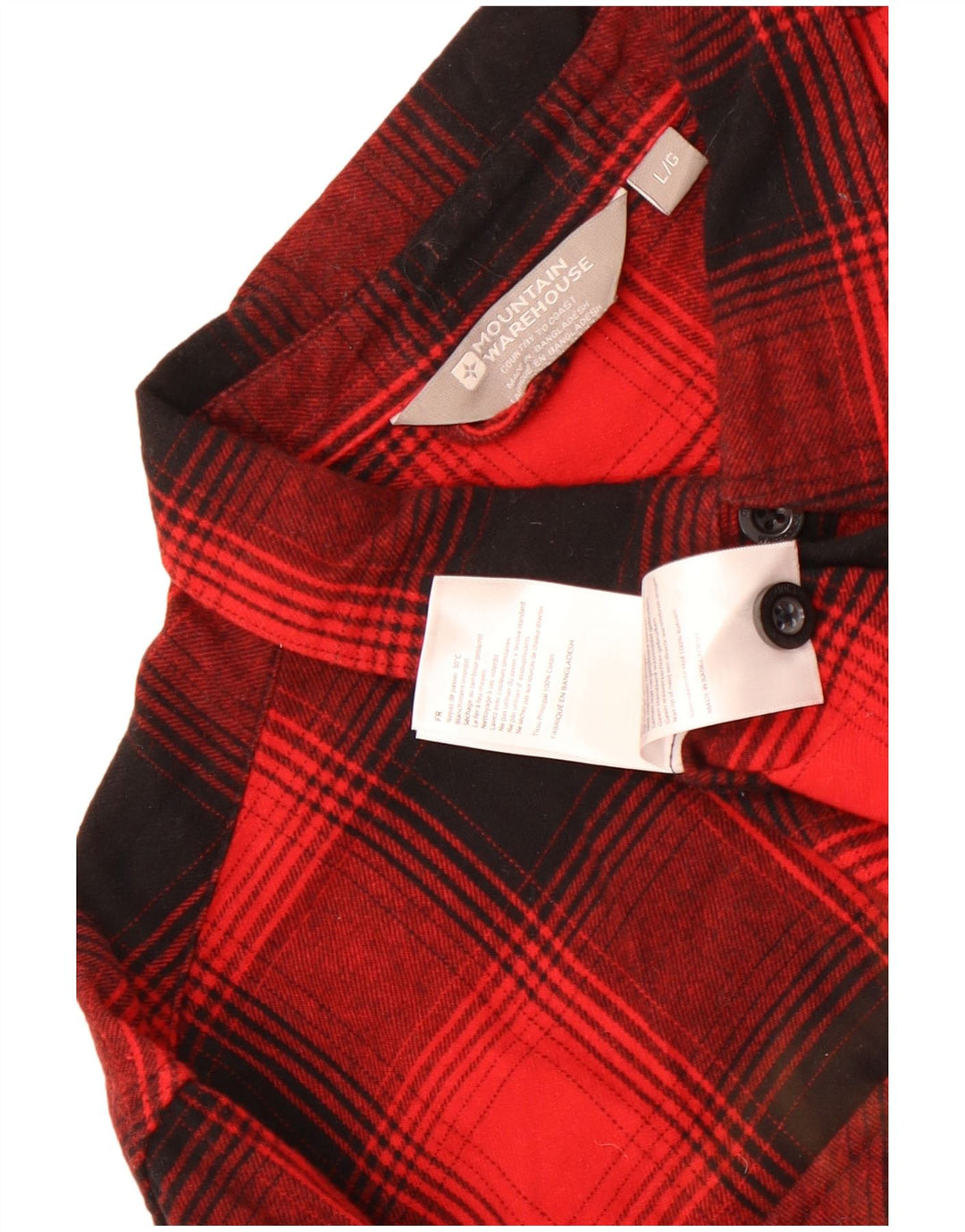 Camisa masculina de flanela Mountain Warehouse grande algodão xadrez vermelho