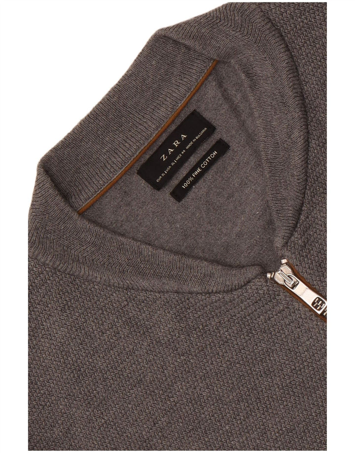 Suéter cardigã masculino Zara XL algodão cinza